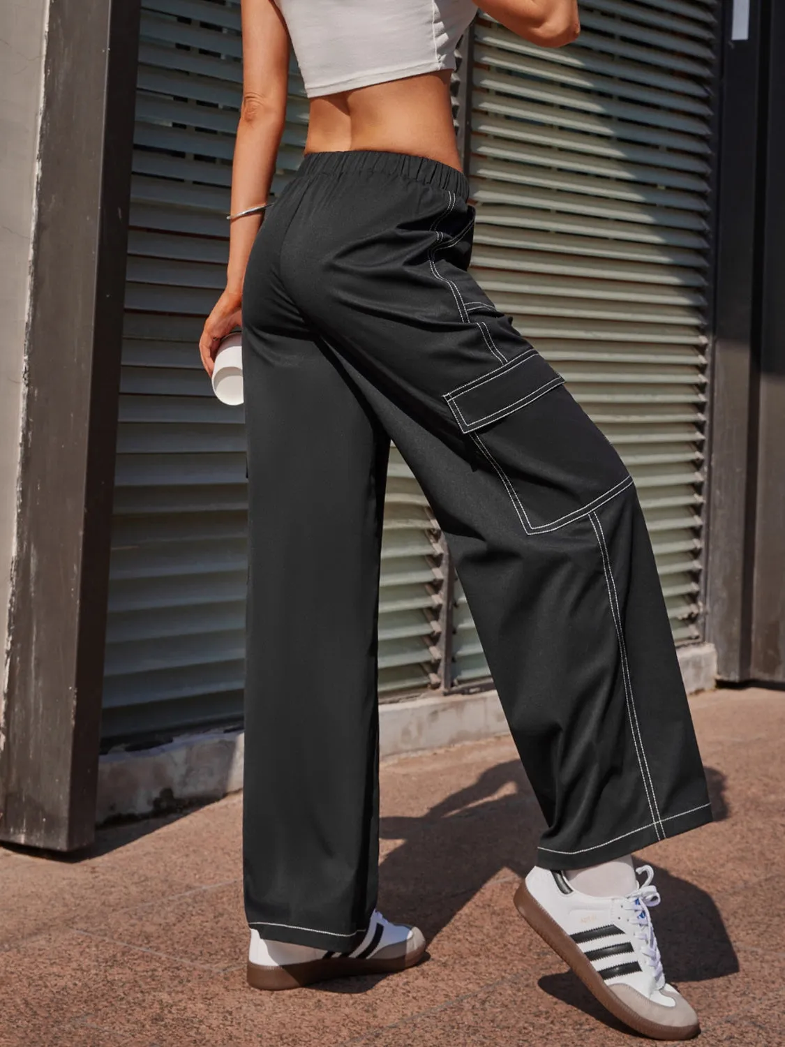 Contrast Stitching Pocketed Wide Leg Pants sold by Charming Charlie product image thumbnail 2