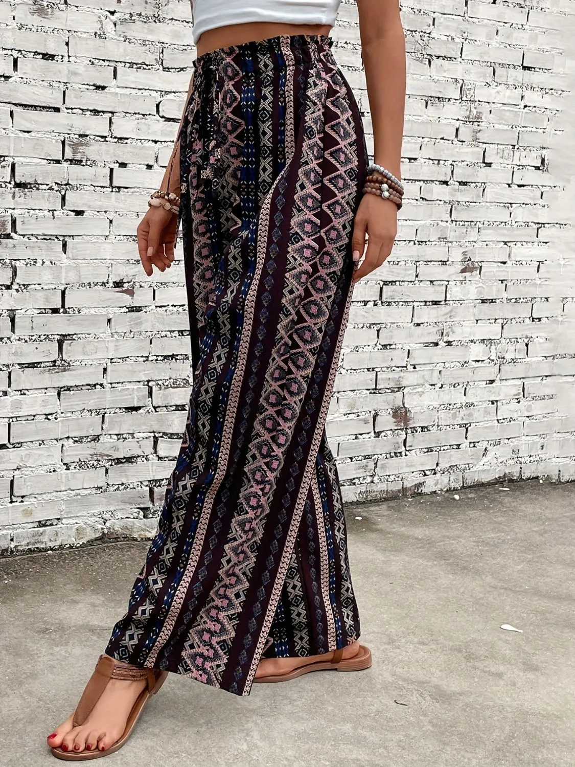 Printed High Waist Wide Leg Pants sold by Charming Charlie product image thumbnail 4