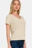 Zenana Ribbed Short Sleeve T-Shirt sold by Charming Charlie