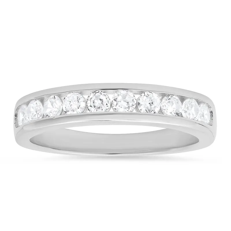 Sterling Silver Channel-set Round CZ Band Ring sold by Charming Charlie