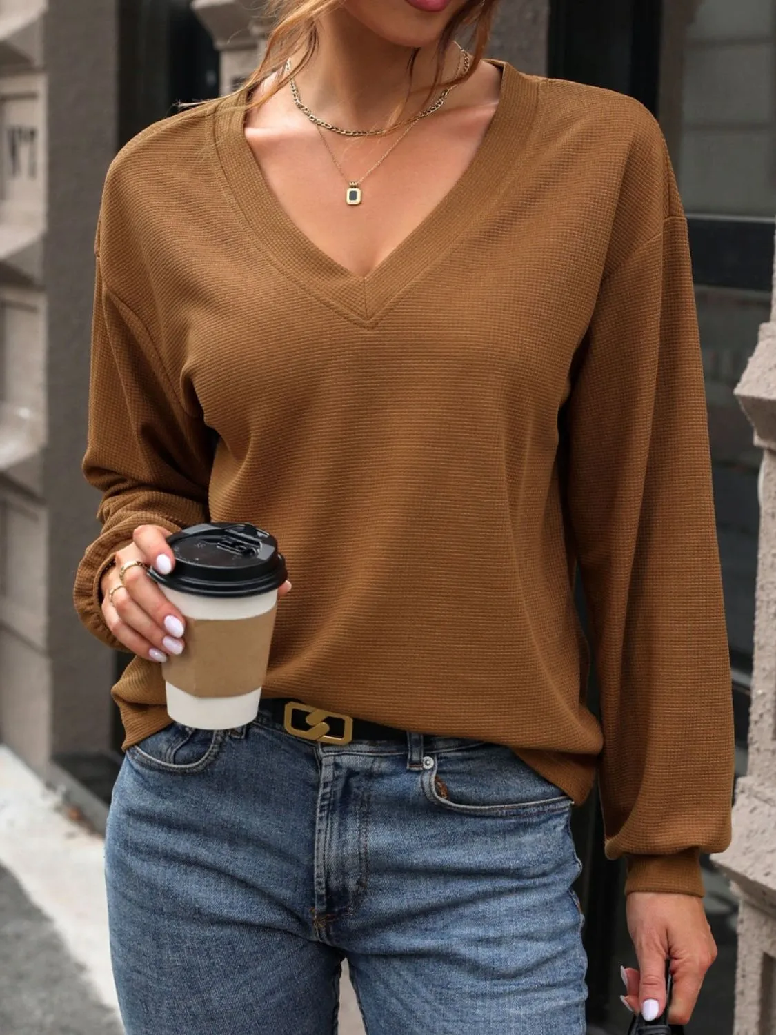 V-Neck Long Sleeve Top sold by Charming Charlie product image thumbnail 3