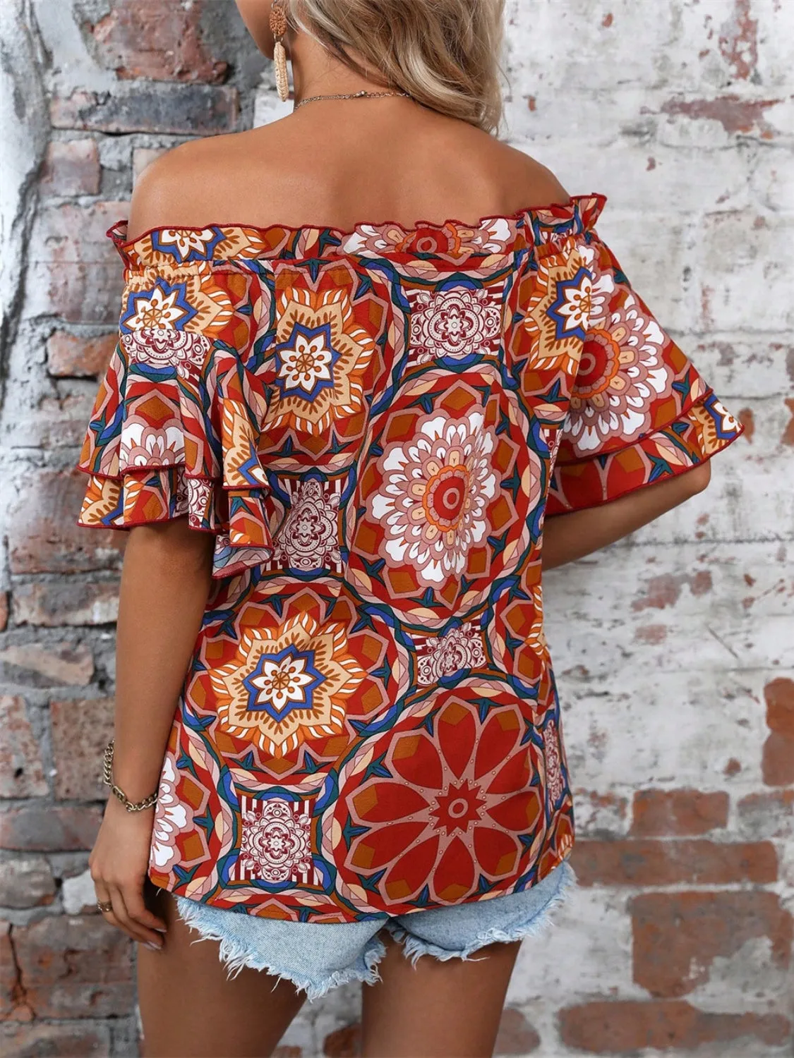 Printed Off-Shoulder Half Sleeve Blouse sold by Charming Charlie product image thumbnail 2