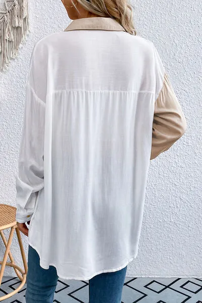 Pocketed Contrast Button Up Long Sleeve Shirt sold by Charming Charlie product image thumbnail 2