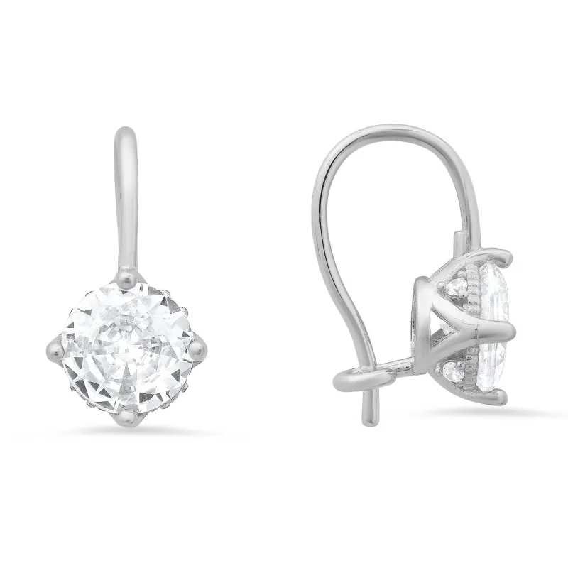 Sterling Silver CZ Halo Fishook Drop Earrings sold by Charming Charlie
