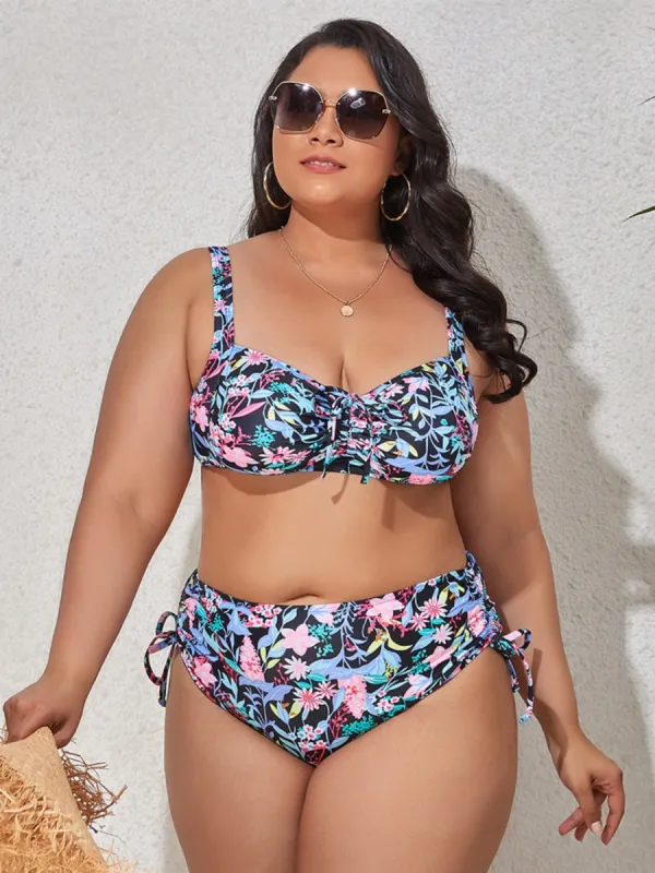 Plus Size Printed Wide Strap Two-Piece Swim Set sold by Charming Charlie