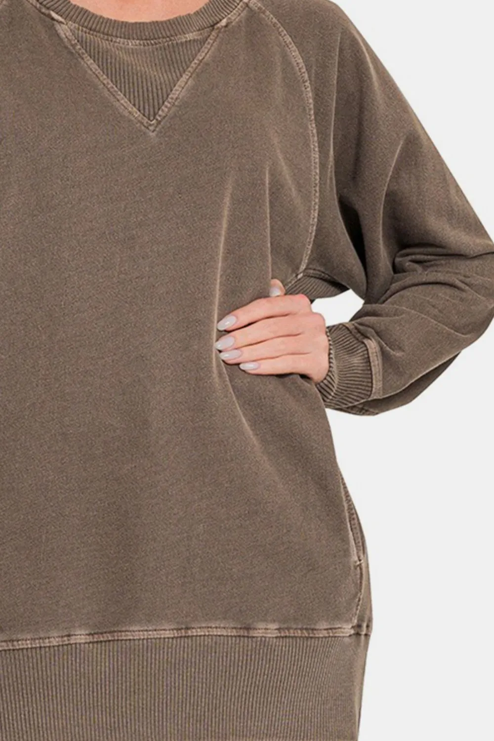 Zenana Round Neck Long Sleeve Sweatshirt sold by Charming Charlie product image thumbnail 3
