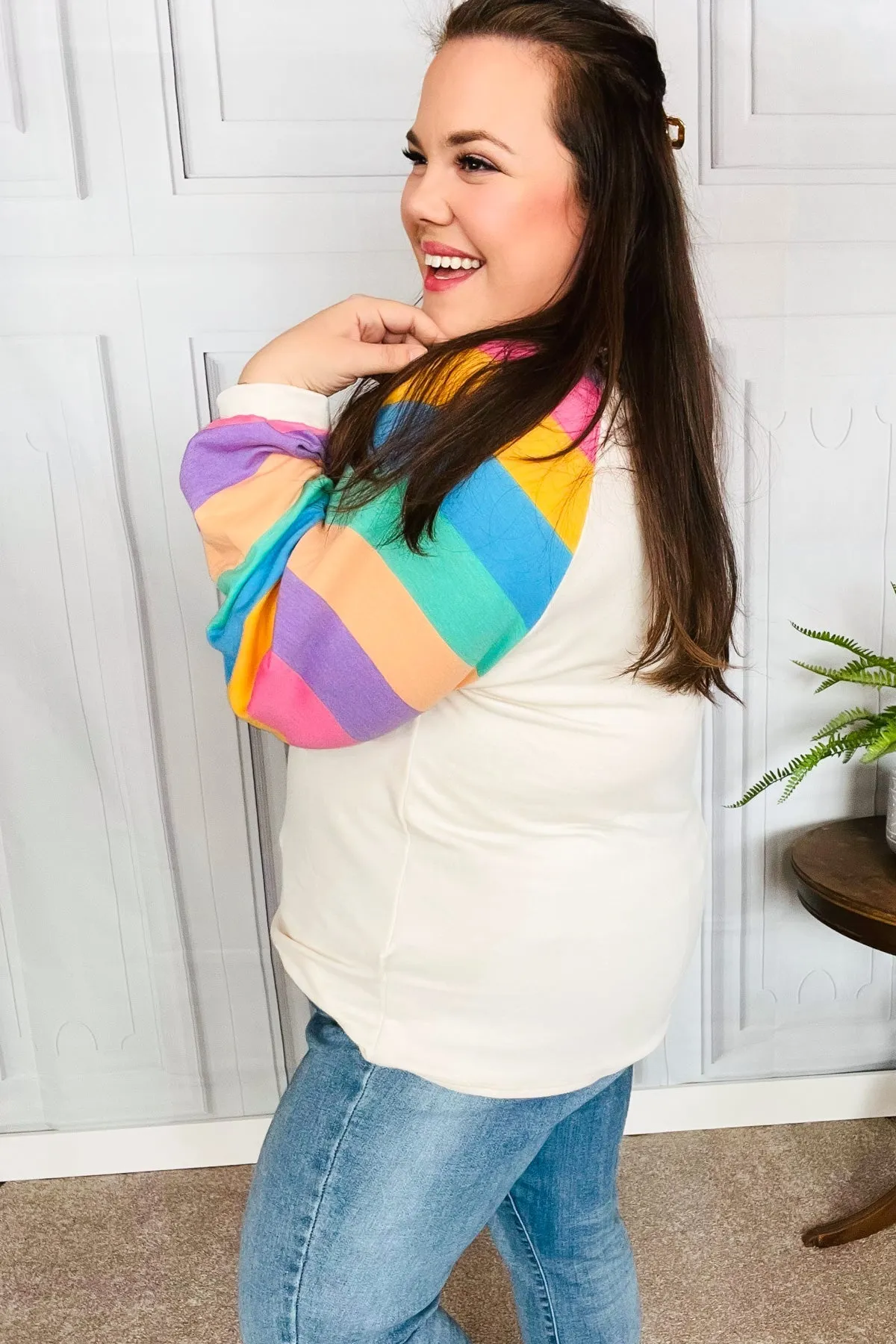 Just For You Rainbow Bubble Sleeve Terry Raglan Top sold by Charming Charlie product image thumbnail 5