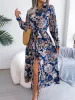 Tied Printed Long Sleeve Midi Dress sold by Charming Charlie