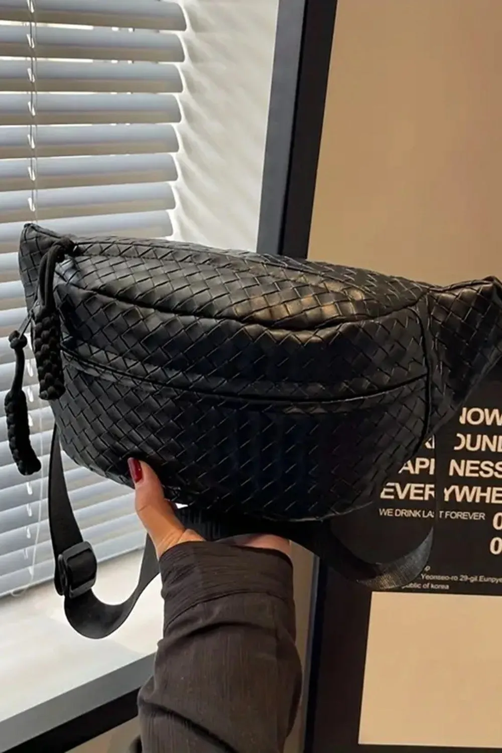 Zenana Vegan Leather Woven Atlas Crossbody Bum Bag sold by Charming Charlie product image thumbnail 3