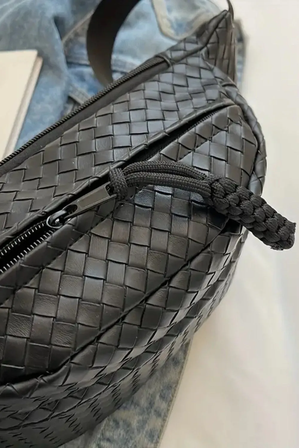 Zenana Vegan Leather Woven Atlas Crossbody Bum Bag sold by Charming Charlie product image thumbnail 4
