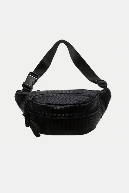 Zenana Vegan Leather Woven Atlas Crossbody Bum Bag made by Charming Charlie