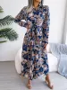 Tied Printed Long Sleeve Midi Dress sold by Charming Charlie