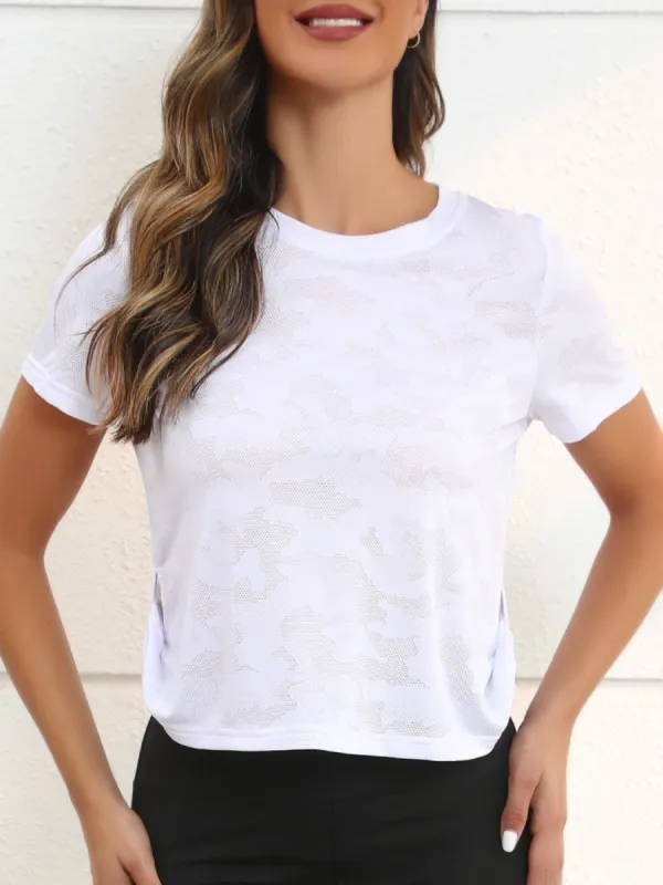 Camouflage Round Neck Short Sleeve T-Shirt sold by Charming Charlie