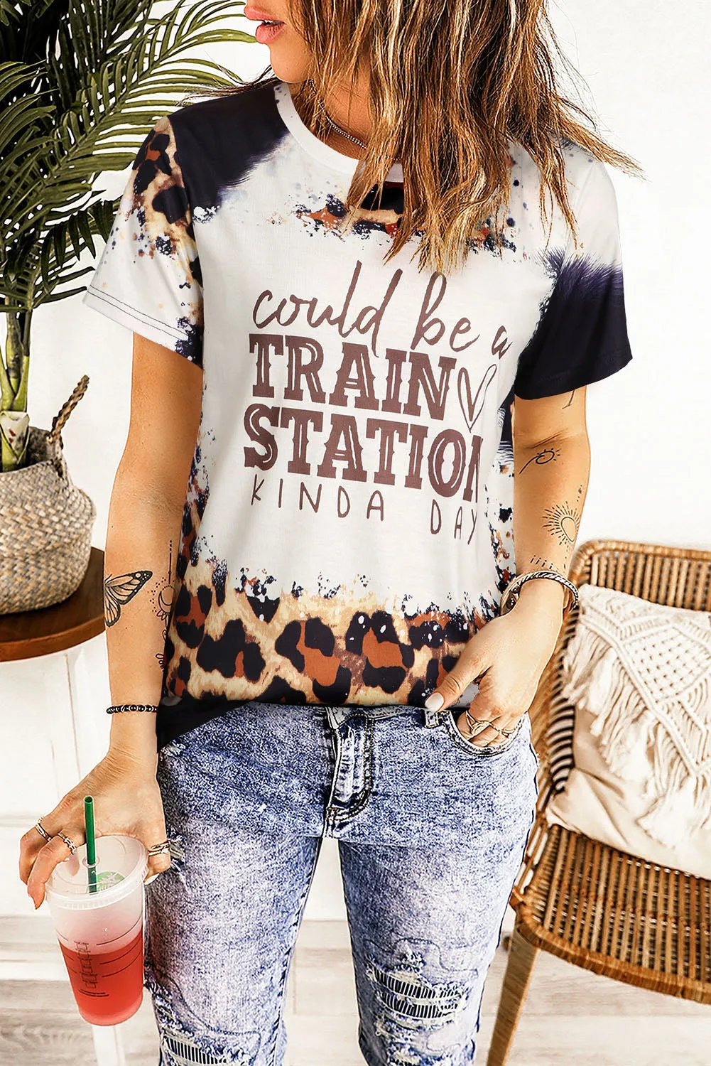 COULD BE A TRAIN STATION KINDA DAY Round Neck T-Shirt sold by Charming Charlie