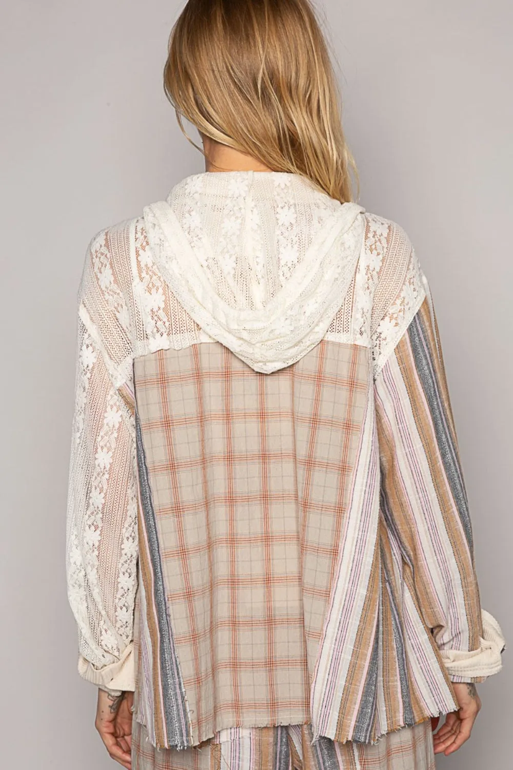 POL Long Sleeve Plaid Hood Shirt sold by Charming Charlie product image thumbnail 2
