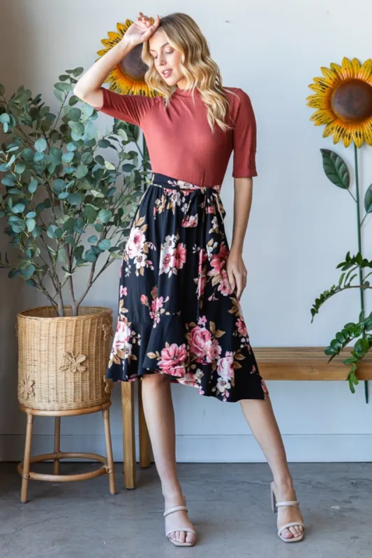 Reborn J Floral Wrap Ruffle Hem Skirt sold by Charming Charlie