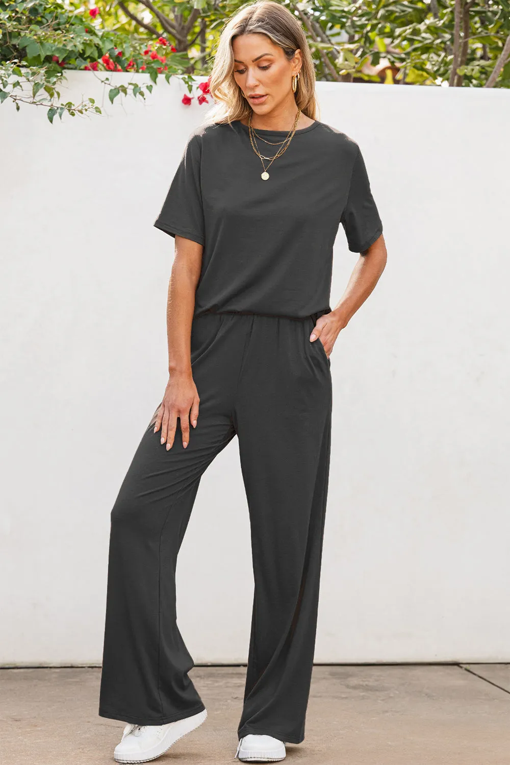 Round Neck Short Sleeve Top and Pants Set sold by Charming Charlie product image thumbnail 2