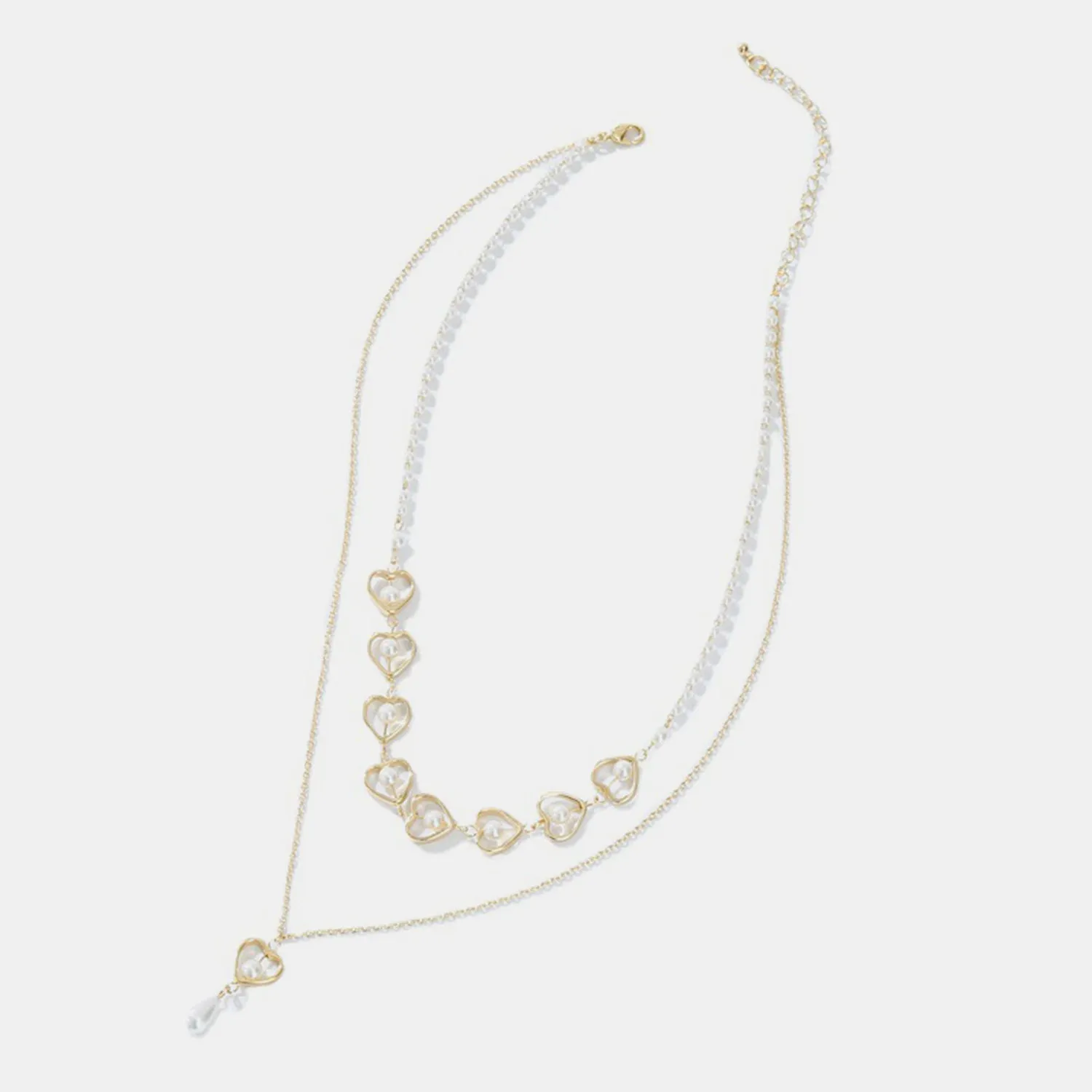 Double-Layered Heart & Pearl Pendant Necklace sold by Charming Charlie product image thumbnail 4