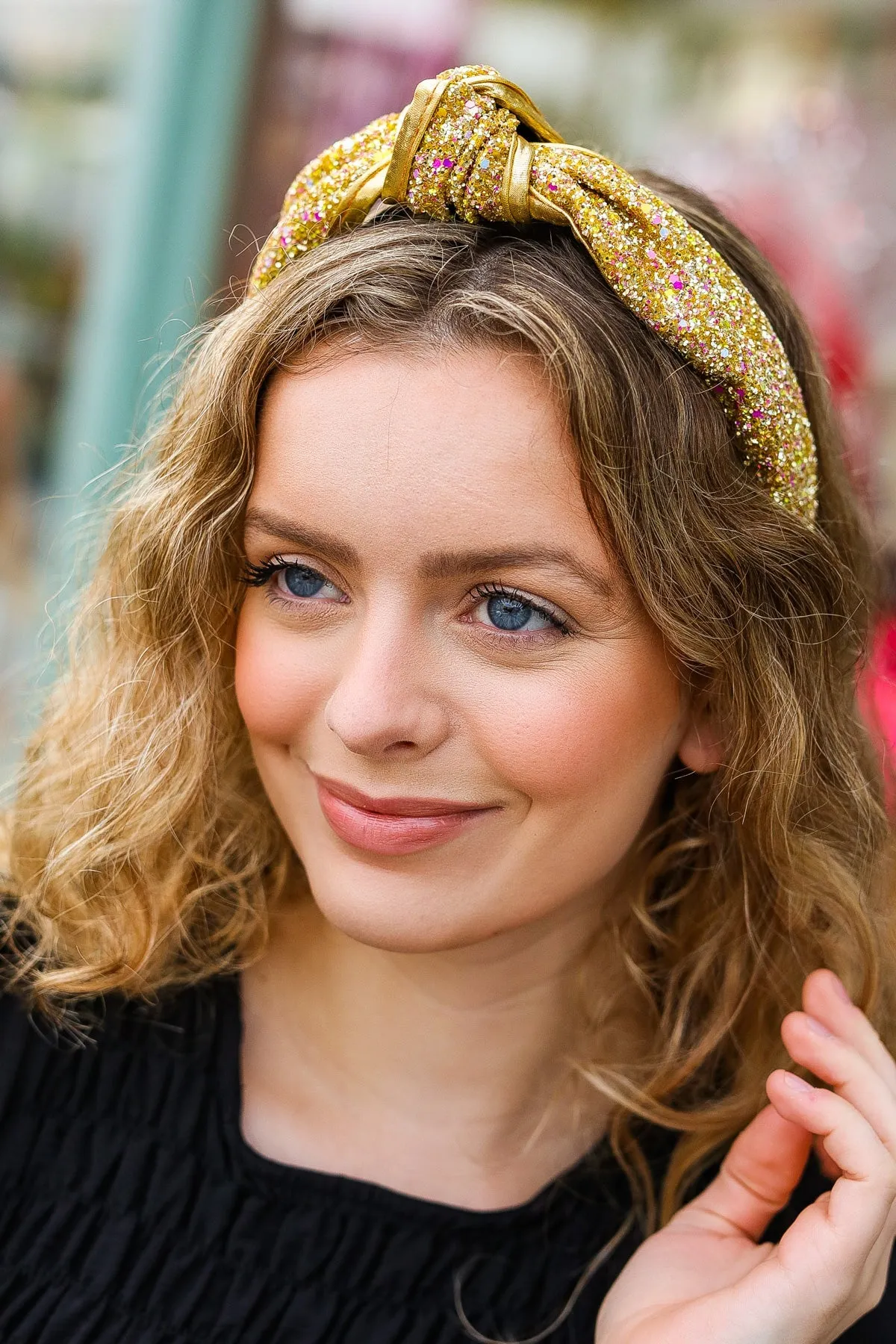 Gold Glitter Top Knot Headband sold by Charming Charlie product image thumbnail 5