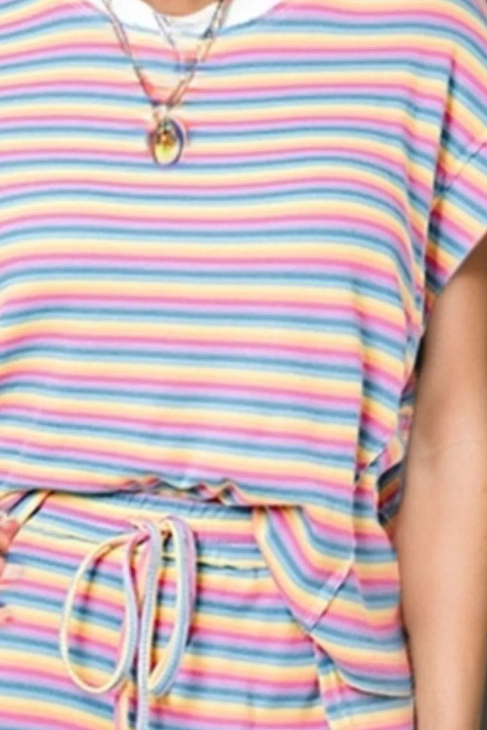 Striped Round Neck Top and Drawstring Pants Set sold by Charming Charlie product image thumbnail 3