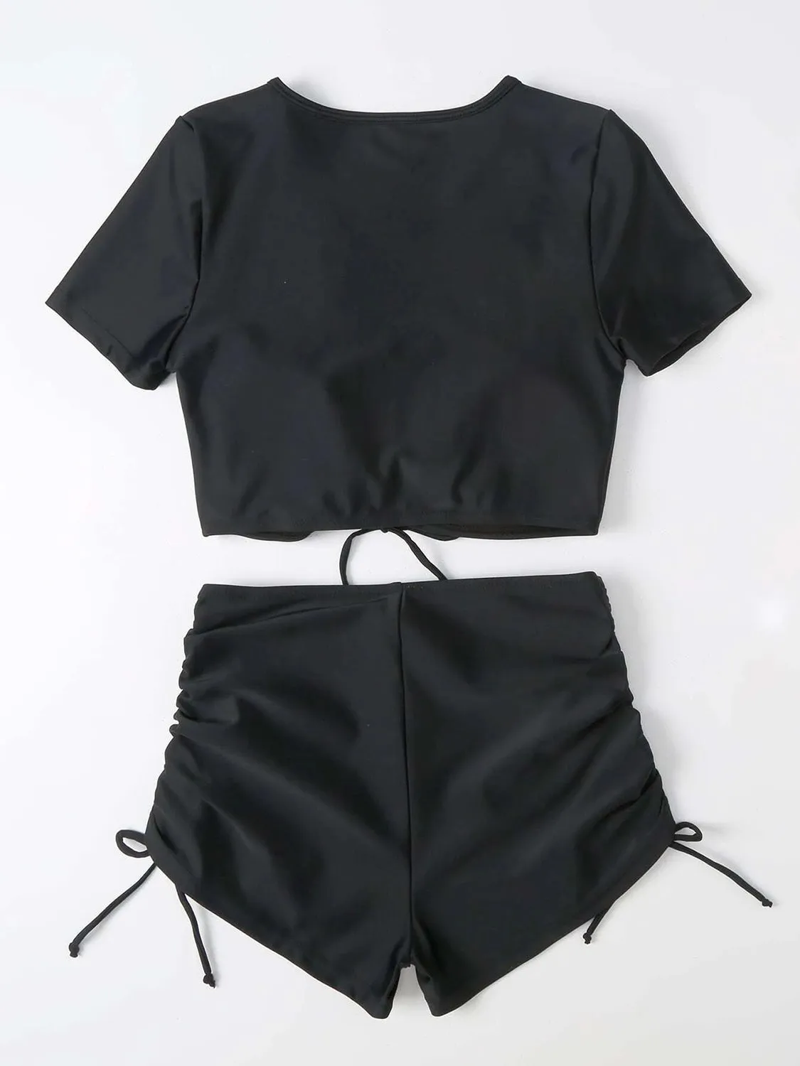 Drawstring V-Neck Short Sleeve Two-Piece Swim Set sold by Charming Charlie product image thumbnail 3