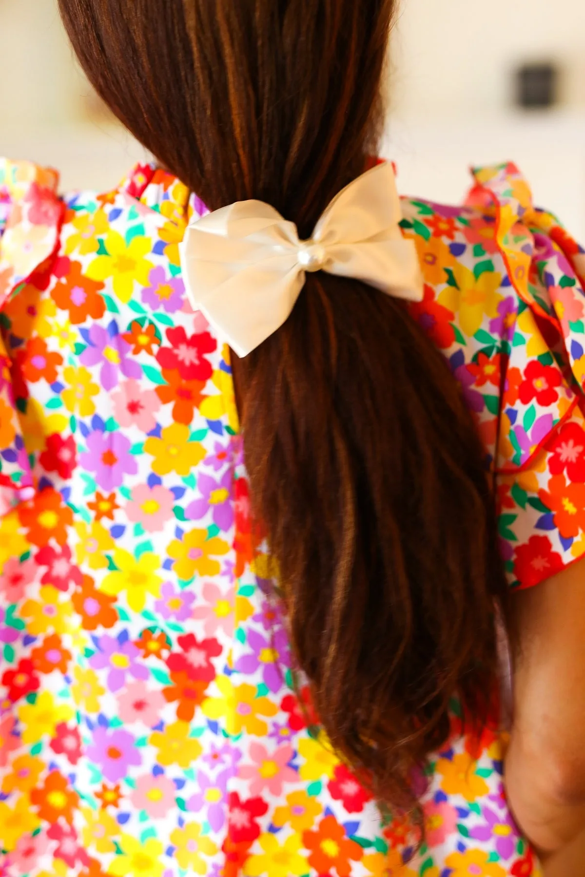 Ivory Satin Pearl Detail Coquette Bow sold by Charming Charlie product image thumbnail 5