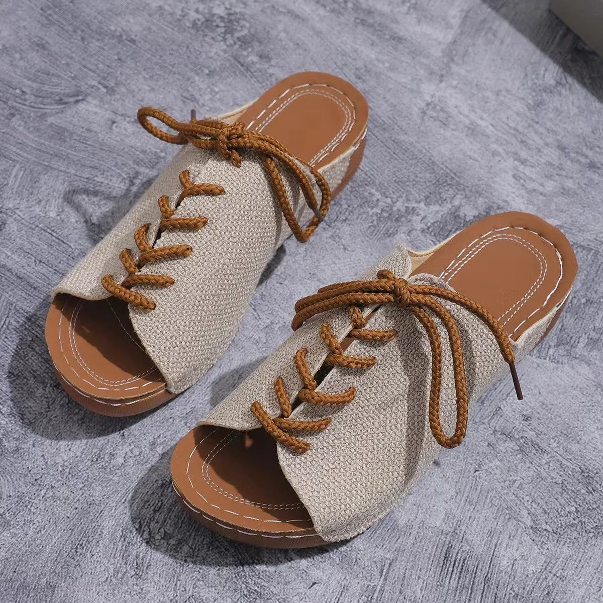Lace-Up Open Toe Wedge Sandals sold by Charming Charlie product image thumbnail 4