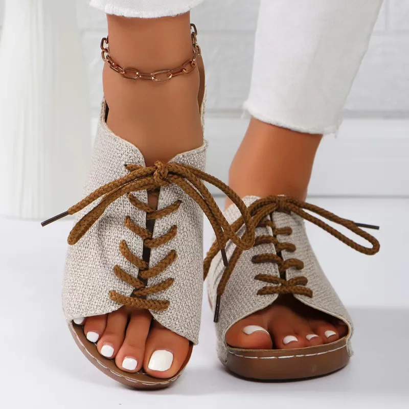 Lace-Up Open Toe Wedge Sandals sold by Charming Charlie