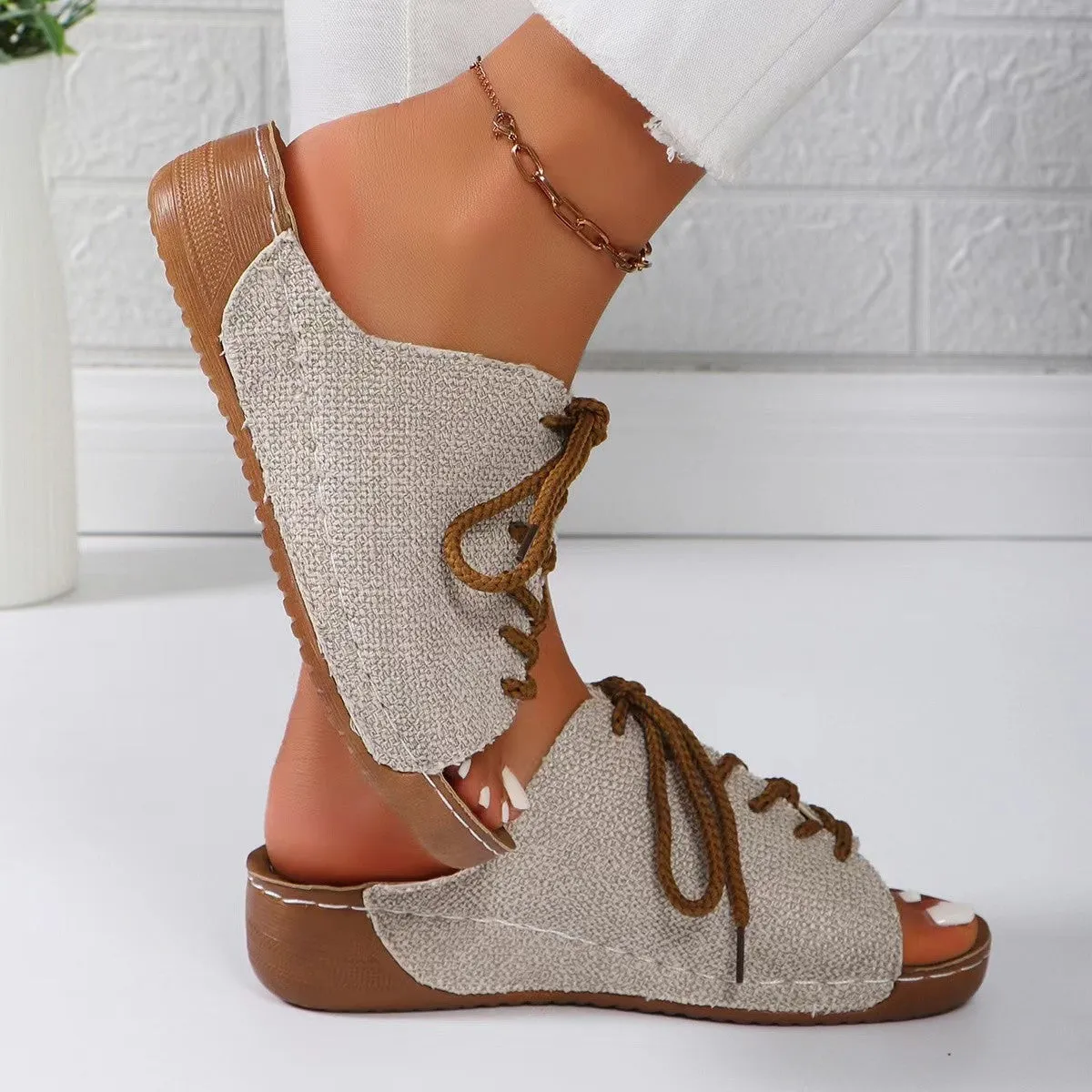 Lace-Up Open Toe Wedge Sandals sold by Charming Charlie product image thumbnail 2