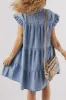 Ruffled Round Neck Cap Sleeve Denim Dress sold by Charming Charlie