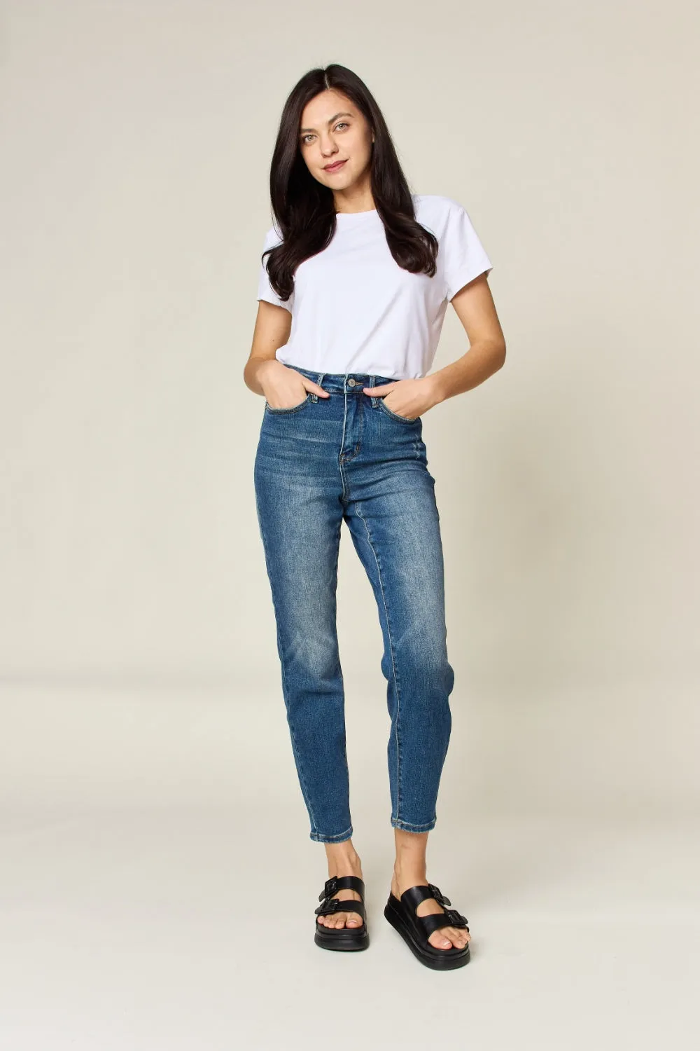 Judy Blue Full Size Tummy Control High Waist Slim Jeans sold by Charming Charlie product image thumbnail 5