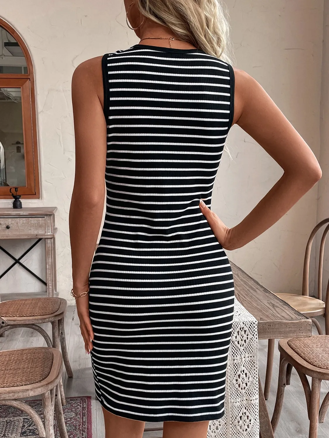 Striped Round Neck Wide Strap Mini Dress sold by Charming Charlie product image thumbnail 2