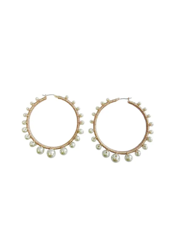 Rebecca Minkoff- Rose Gold Beaded Hoop Earring sold by Charming Charlie