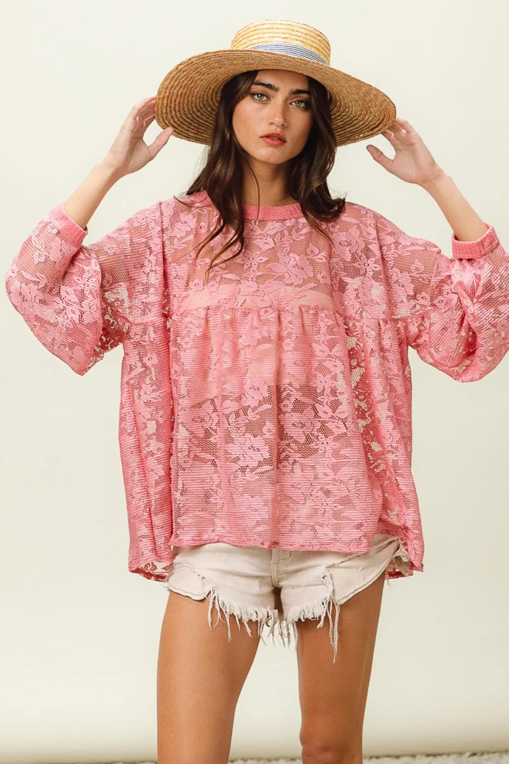 BiBi Floral Lace Long Sleeve Top sold by Charming Charlie product image thumbnail 4