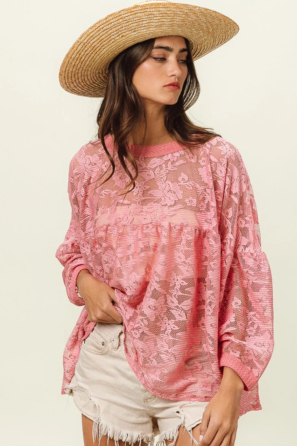 BiBi Floral Lace Long Sleeve Top sold by Charming Charlie product image thumbnail 2
