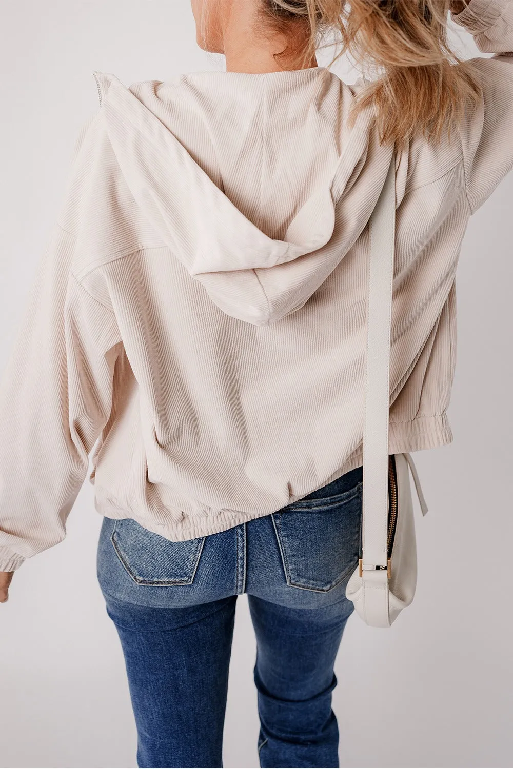 Corduroy Zip Up Long Sleeve Hooded Jacket sold by Charming Charlie product image thumbnail 5