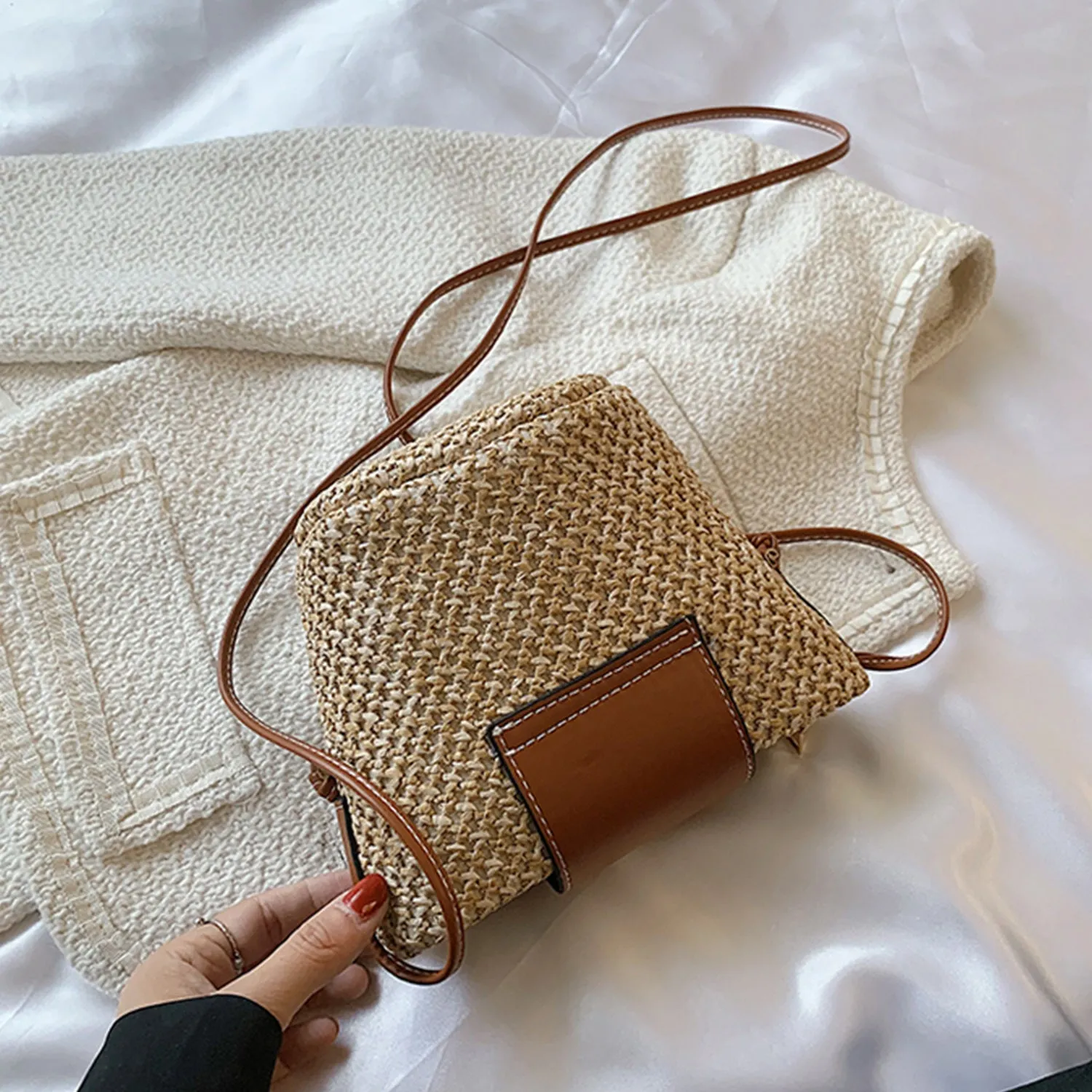 Straw Braided Crossbody Bag sold by Charming Charlie product image thumbnail 2