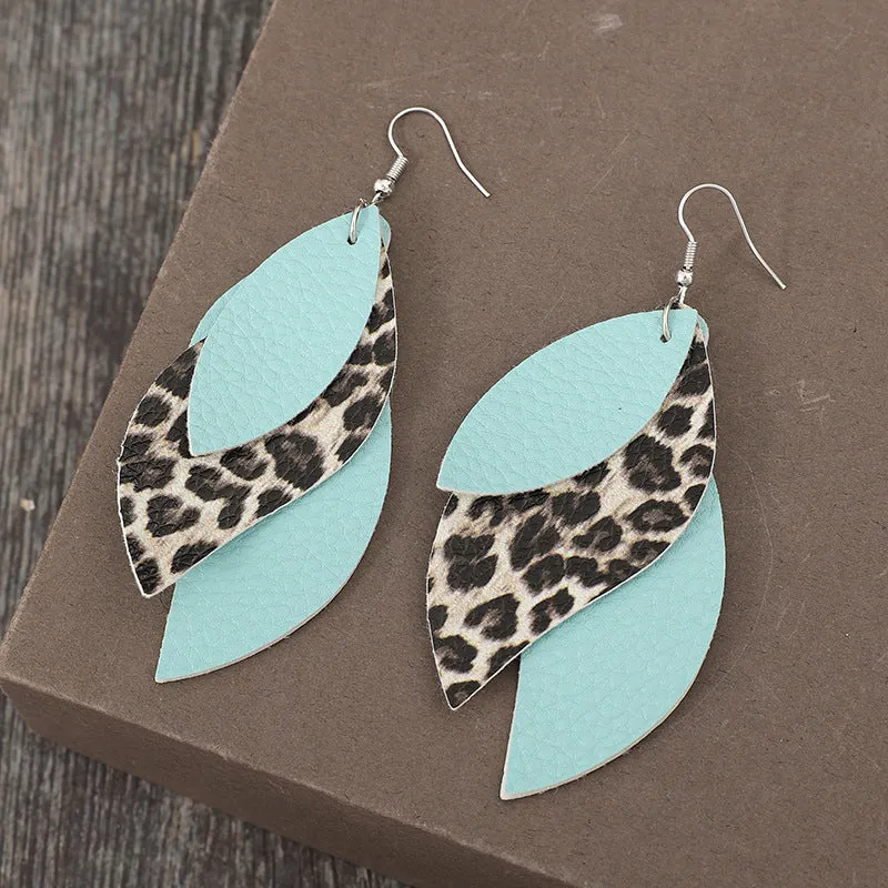 Leopard PU Leather Leaf Earrings sold by Charming Charlie product image thumbnail 3