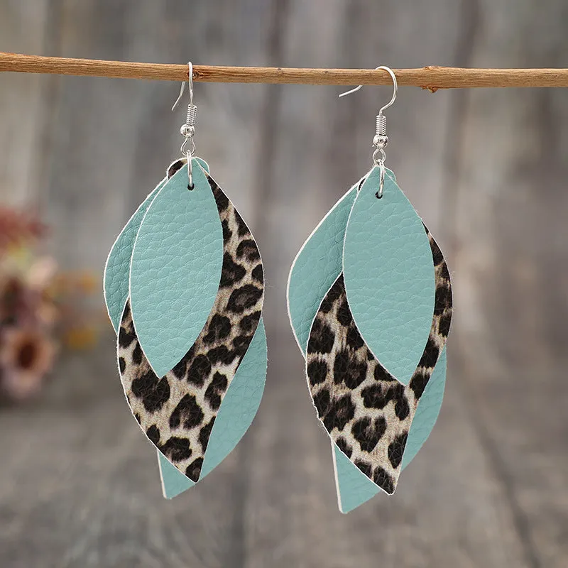 Leopard PU Leather Leaf Earrings sold by Charming Charlie product image thumbnail 2