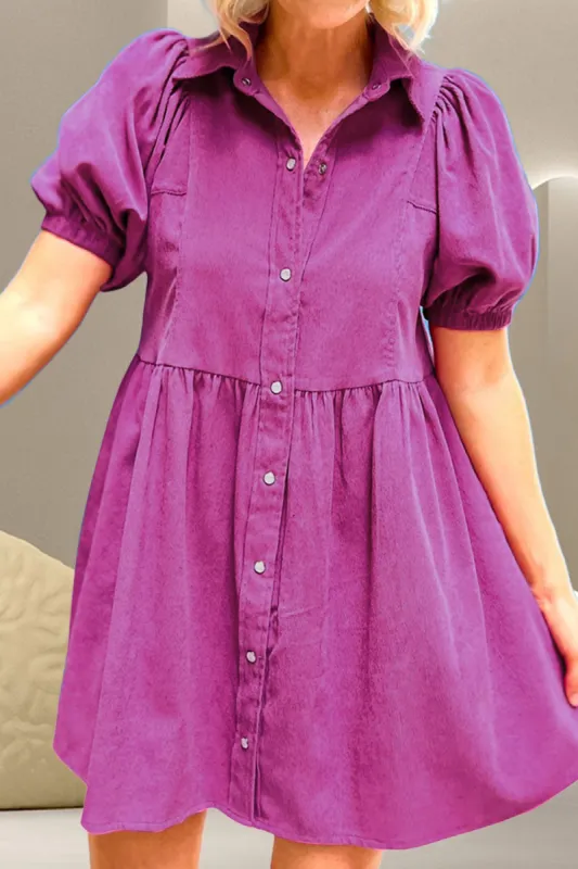 Snap Down Short Sleeve Mini Dress sold by Charming Charlie