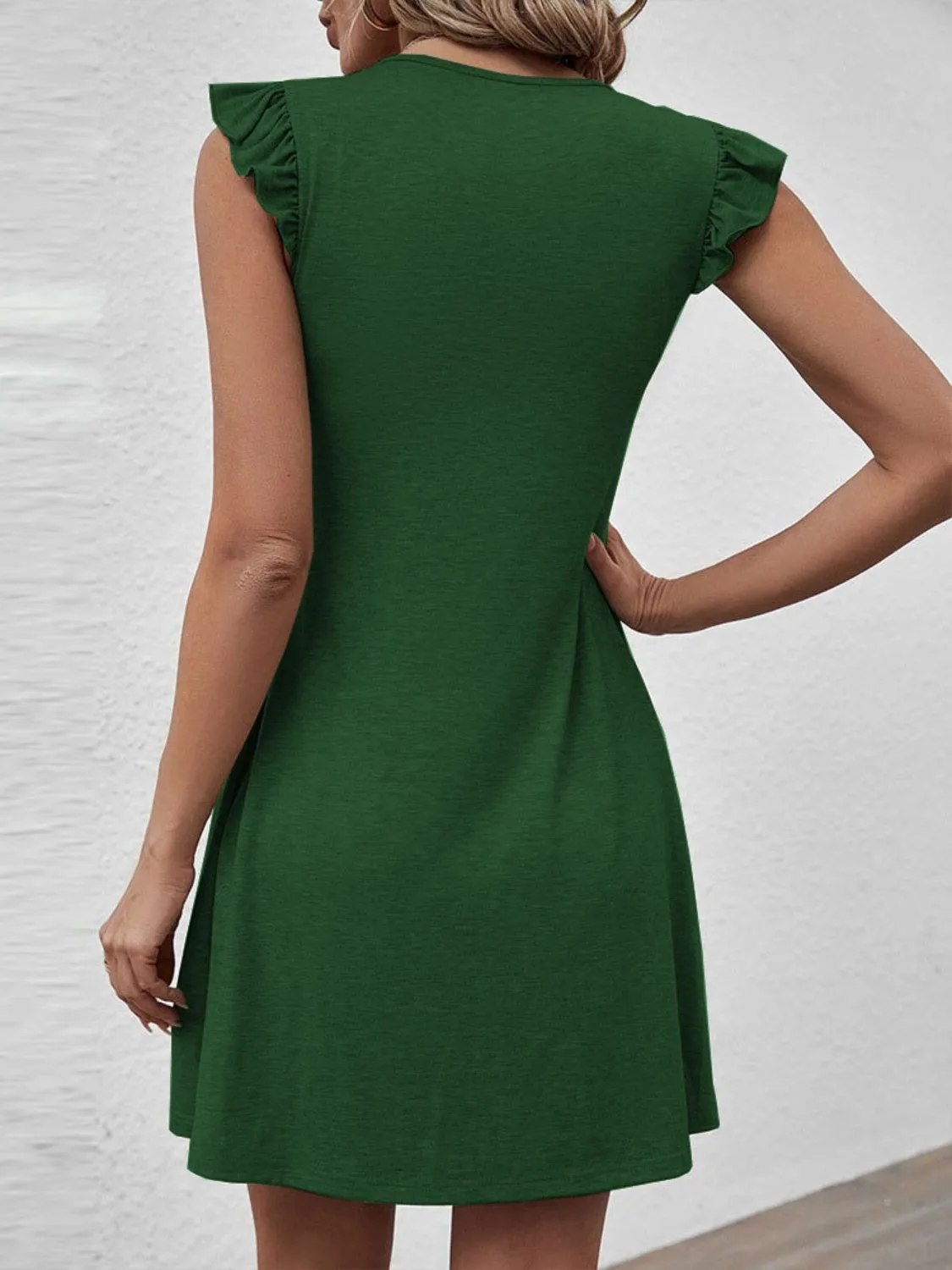 Ruffled V-Neck Cap Sleeve Dress sold by Charming Charlie product image thumbnail 5