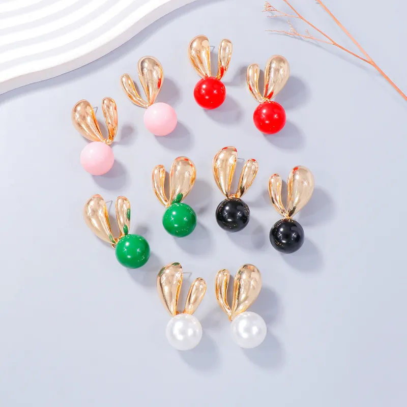 Alloy Drip Oil Bunny Earrings sold by Charming Charlie