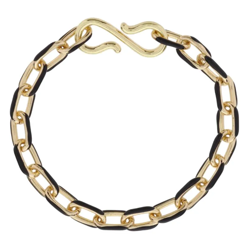 Black Enamel Cable Chain Bracelet, S-Hook Closure sold by Charming Charlie