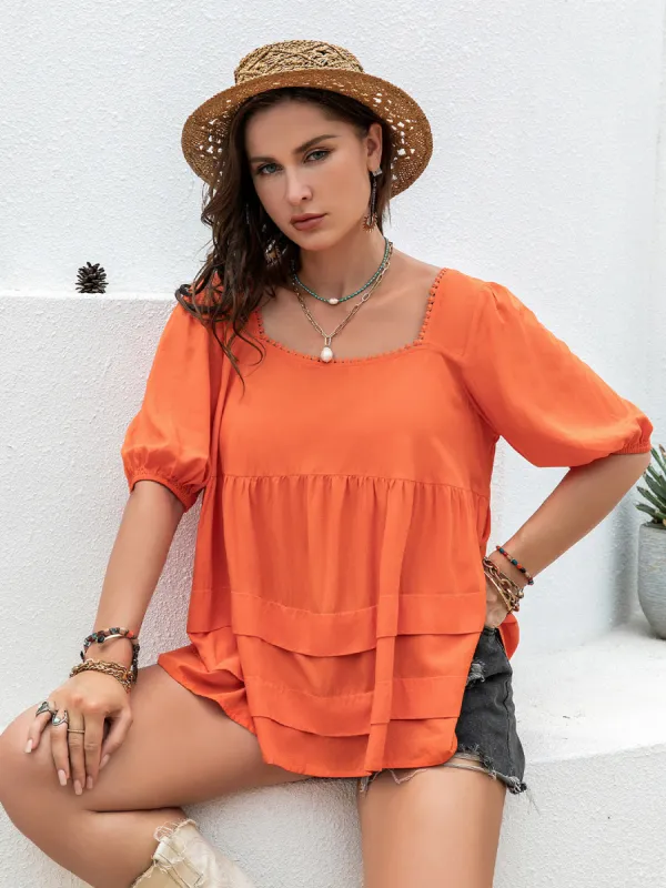 Plus Size Square Neck Half Sleeve Blouse sold by Charming Charlie