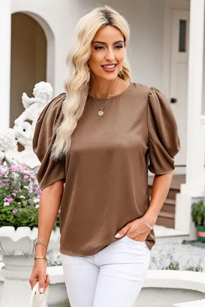 Round Neck Half Sleeve Blouse sold by Charming Charlie