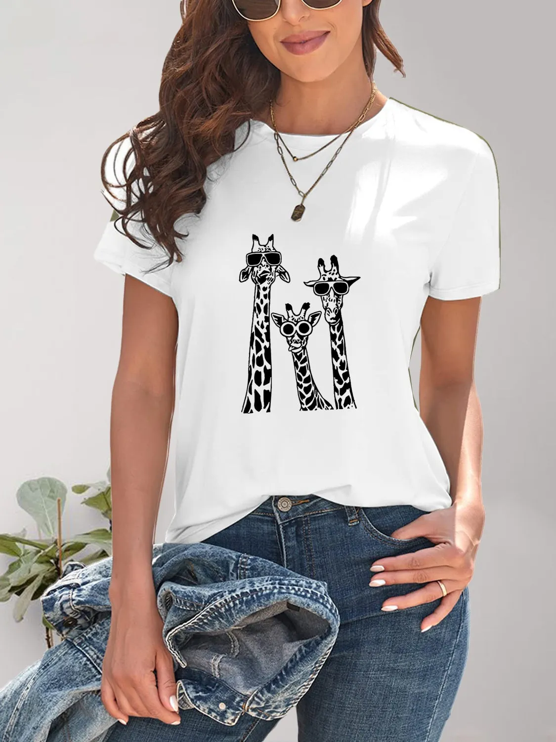 Giraffe Graphic Round Neck T-Shirt sold by Charming Charlie product image thumbnail 2