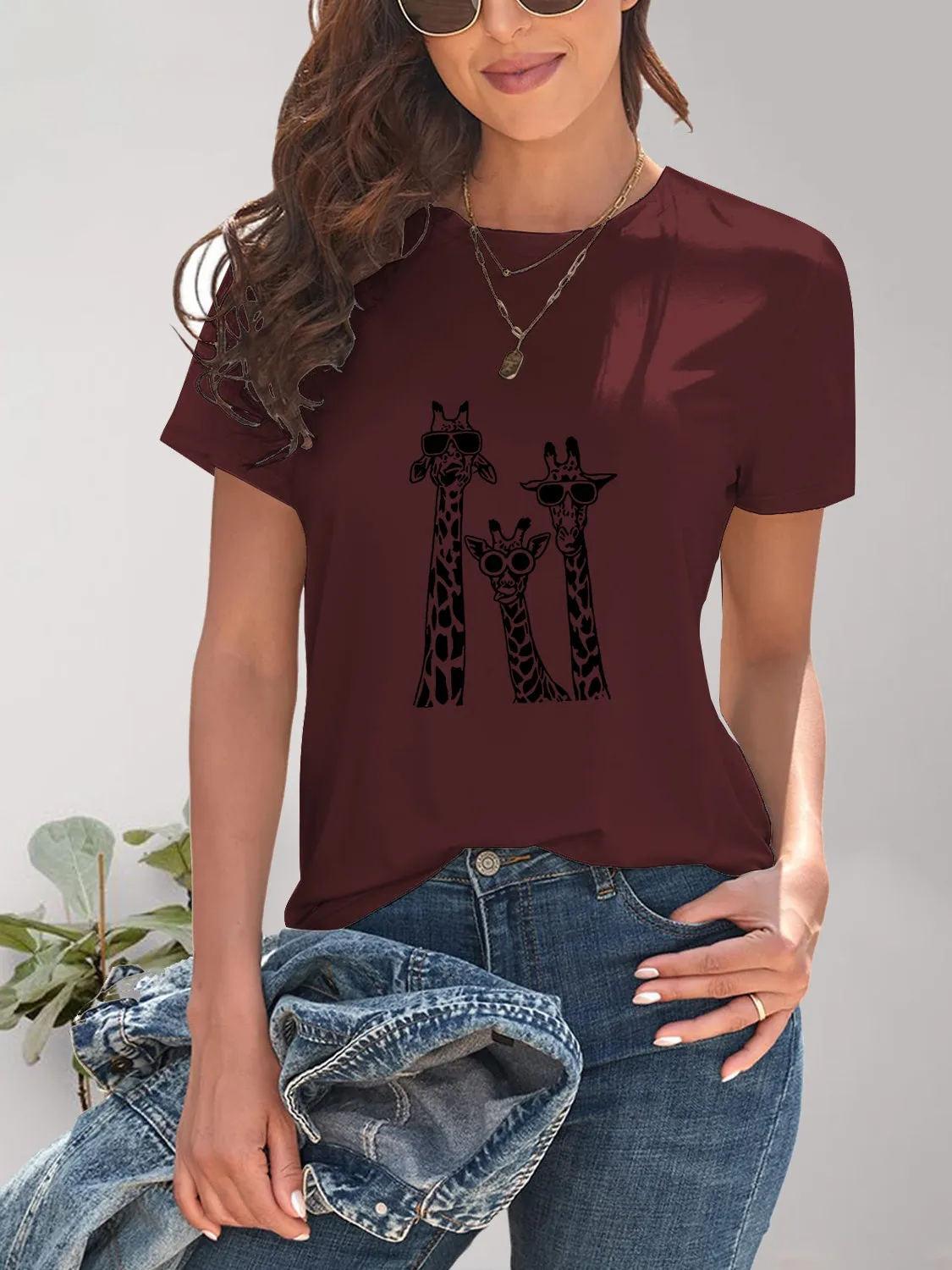 Giraffe Graphic Round Neck T-Shirt sold by Charming Charlie product image thumbnail 4