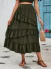 Ruffled Elastic Waist Midi Skirt sold by Charming Charlie