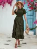 Ruffled Elastic Waist Midi Skirt sold by Charming Charlie