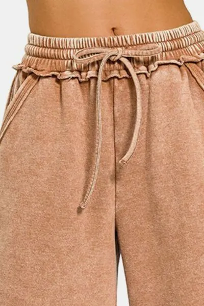 Zenana Acid Wash Fleece Wide Leg Pants sold by Charming Charlie product image thumbnail 3
